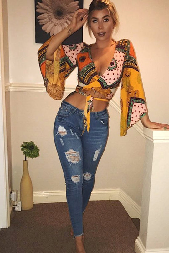 Mustard Paisley Crop Top - Tazmin