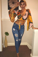 Mustard Paisley Crop Top - Tazmin