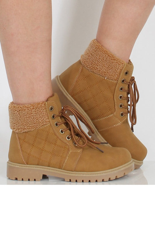 Honey Faux Fur Trim Hiker Boots - Teddy