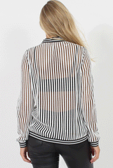 Black and White Stripe Mesh Jumper - Teegan