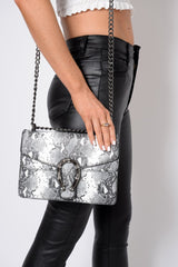 Black Snake Print Cross Body Bag - Tenlee