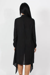 Teri Black Dip Hem Shirt Dress