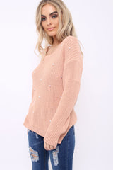 Rose Chunky Knit Pearl Jumper - Terri