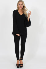 Black Bell Sleeve Two Piece - Terry