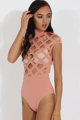 Mauve Cage High Neck Bodysuit - Tess