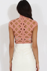 Mauve Cage High Neck Bodysuit - Tess