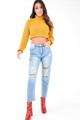 Light Wash Distressed Bum Rip Mom Jeans - Issi