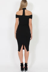 Black Choker Bardot Bodycon Dress - Thea