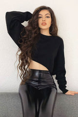 Black Cropped Batwing Jumper - Lizy