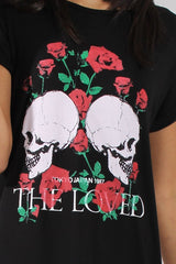 Black Slogan Print Tshirt Dress - Avril