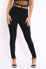 Black Cut Out Back Thong Trousers - Aanya