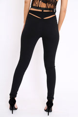 Black Cut Out Back Thong Trousers - Aanya