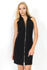 Tia Black Plunge Pocket Dress