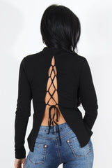 Jojo Black Tie Back Top