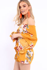 Mustard Floral Crop Top and Shorts Co-ord - Teigan