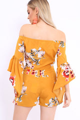 Mustard Floral Crop Top and Shorts Co-ord - Teigan