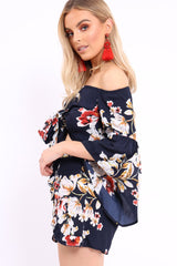 Navy Floral Crop Top and Shorts Co-ord - Teigan