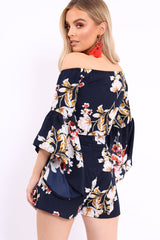 Navy Floral Crop Top and Shorts Co-ord - Teigan