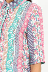 Pink Folk Print Cropped Shirt - Tiff