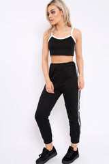 Black Side Sportswear Stripe Loungewear Set - Tiffie