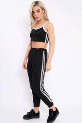 Black Side Sportswear Stripe Loungewear Set - Tiffie