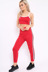 Red Side Sportswear Stripe Loungewear Set - Tiffie