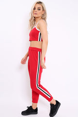 Red Side Sportswear Stripe Loungewear Set - Tiffie