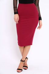 Wine Midi Bodycon Skirt - Tiffy