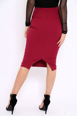 Wine Midi Bodycon Skirt - Tiffy
