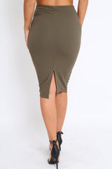 Khaki Midi Bodycon Skirt - Tiffy