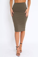Khaki Midi Bodycon Skirt - Tiffy