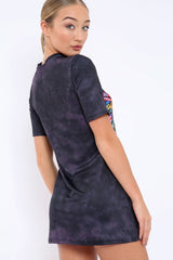 Grey Graphic Print Lace Up T-shirt Dress - Manda