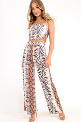 Tiger Print Wide Leg And Crop Top Co-Ord -Sanvi