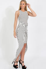 Black & White Stripe Wrap Dress - Tillie