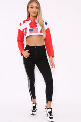 Black Side Stripe Dip Hem Skinny Jeans - Tinlee