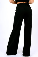 Black High Waist Flare Trousers -Tisha