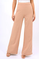 Camel High Waist Flare Trousers -Tisha