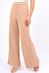 Camel High Waist Flare Trousers -Tisha