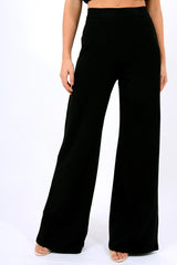Black High Waist Flare Trousers -Tisha