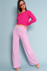 Lilac High Waist Flare Trousers - Tisha