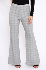 Hound-Tooth High Waist Flare Trousers -Tisha