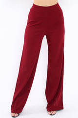 Wine High Waist Flare Trousers -Tisha