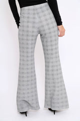 Hound-Tooth High Waist Flare Trousers -Tisha