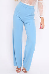 Powder Blue High Waist Flare Trousers -Tisha