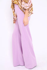 Lilac High Waist Flare Trousers - Tisha