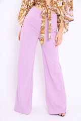 Lilac High Waist Flare Trousers - Tisha