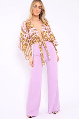 Lilac High Waist Flare Trousers - Tisha
