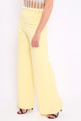 Yellow High Waist Flare Trousers -Tisha