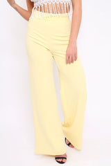 Yellow High Waist Flare Trousers -Tisha