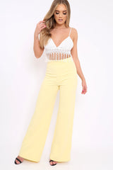 Yellow High Waist Flare Trousers -Tisha